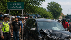 Kecelakaan di Jalan Baru Karawang Libatkan Mobil dan Dua Motor, Satu Orang Meninggal Dunia
